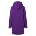 thumbnail image 7 of Women's Drop Shoulder Solid Color Hooded Sweatshirt with Side Pockets and Side Slits, Soft Breathable Long Sleeve Casual Pullover for Winter, Daily Wear and Street Fashion Dark Purple XXXXXL, 7 of 7
