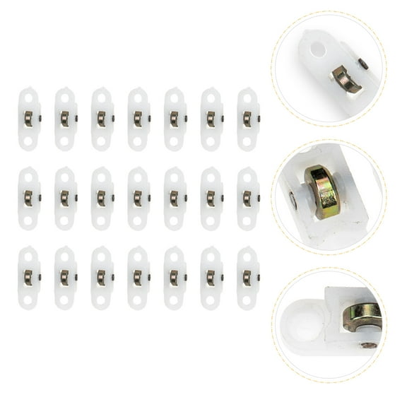 Raindrops 20pcs White Nylon Metal Replacement Screen Door Roller Round Single Wheel Design for Sliding Doors Windows 1.2×0.4×0.4in