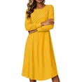 thumbnail image 4 of GUACER Women's Striped Midi Dresses Side Slit Knit Long Sleeve Round Neck Loose Casual Dresses for Vacation Lounge Gift, 4 of 7
