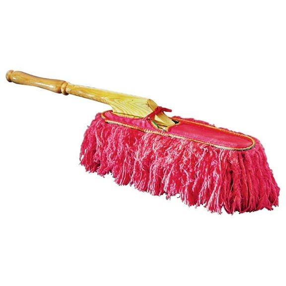 California Duster - Wooden Handle Car Duster - 26 Inch Wood Handle, 15 Inch Head - Paraffin Cotton - Red - Auto & Household Dusting Tool Red, Beige