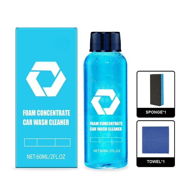 P-636 Car Wash Foam Cleaner Kit With Sponge And Microfiber Cloth 60Ml Auto Detergent For Vehicle Paint Maintenance Waterproof Protective Formula For Car Truck Motorcycle Cleaning Supplies