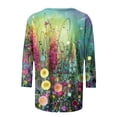 thumbnail image 5 of Pntutb Grande Taille Liquidation! T-Shirt Imprimé pour Femme Blouse à Manches 3/4 Col Rond Hauts Décontractés, 5 of 5