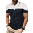 thumbnail image 2 of VgaVtl Polo Mens Shirts Short Sleeve Big and Tall Summer Shirts for Men Workout Button Black Solid Patchwork Shirts, 2 of 7