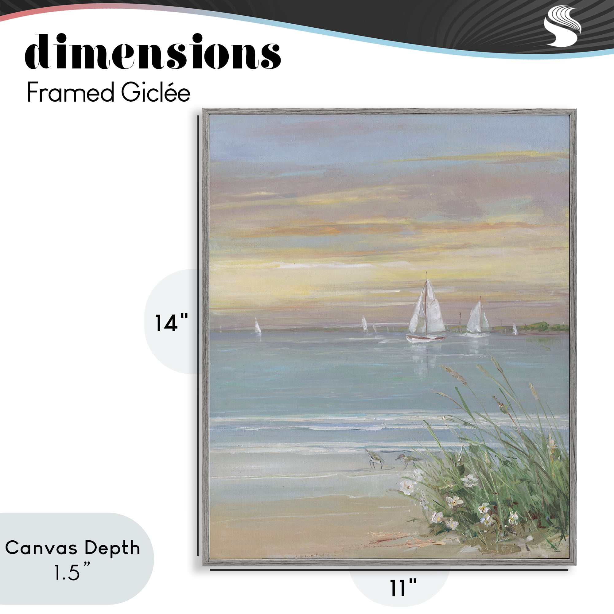 Stupell Industries Sailboats Beyond Sandy Shore Gray Framed Giclee Art, design by Sally Swatland