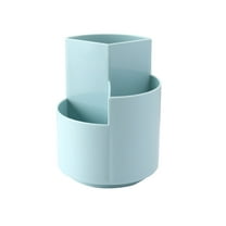 Acdanc Pencil Holder,Large Capacity 3-Slot Rotating Pencil Cup,Blue Plastic Pen Holder for Desk