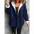 thumbnail image 5 of Women'S Fleece Collar Long Sleeve Hooded Button-Down Jacket with Pockets Blue & White XXL, 5 of 8