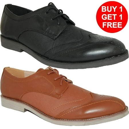 KRAZY SHOES Free Pair - Buy 1 Leather Lined Black - Brown Mens Oxfords