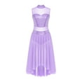 thumbnail image 3 of iiniim Womens Sequins Lyrical Dance Sleeveless Mesh Tulle Leotard Dress Modern Contemporary Dancewear Light Purple XL, 3 of 7