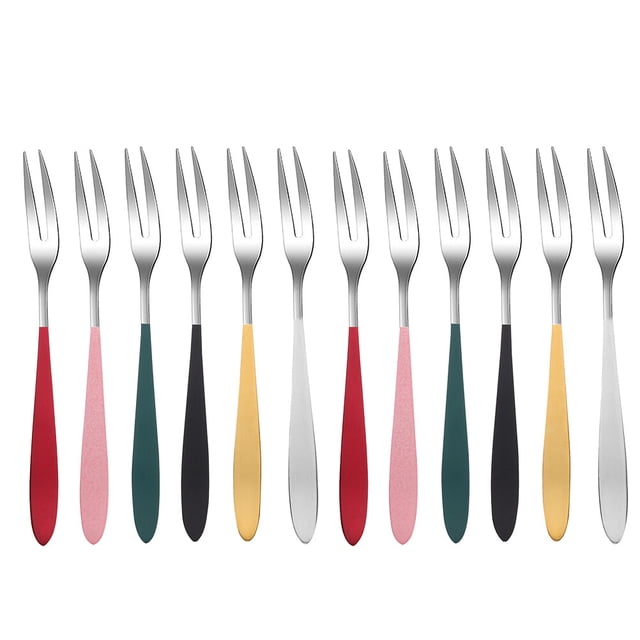 MasteelfCA 12 Pcs Fourchettes à Gâteau Mini en Acier Inoxydable pour Fruits et Collations