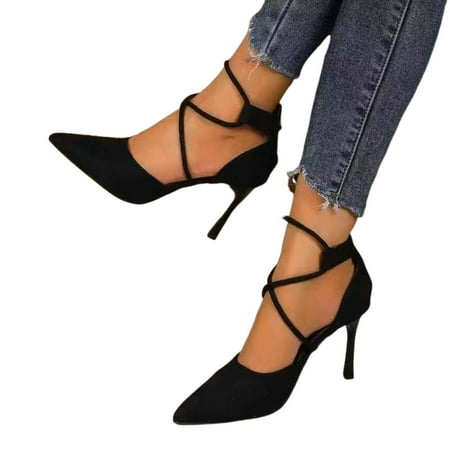 

Youmylove Women Simple Solid Color High Heeled Sandals Pointed Thin Heels Fashion Large Size Sandals Summer Comfy Daily Simple Walking Footwears