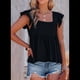 thumbnail image 5 of Blusa Informal de Mujer con Cuello Cuadrado, Volantes, Mangas , Peplum, Babydoll, Sin Mangas, Color Negro, Talla L, 5 of 10