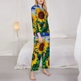 thumbnail image 4 of Junzan Landscape With Sunflowers Print Womens Pajama Sets,Long Sleeve Button Down For Women Pjs 2 Piece, 4 of 9
