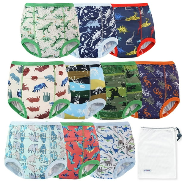 Ropa interior EZ Moms para ir al baño para niños, paquete de 10 unidades, dinosaurio 2T-3T