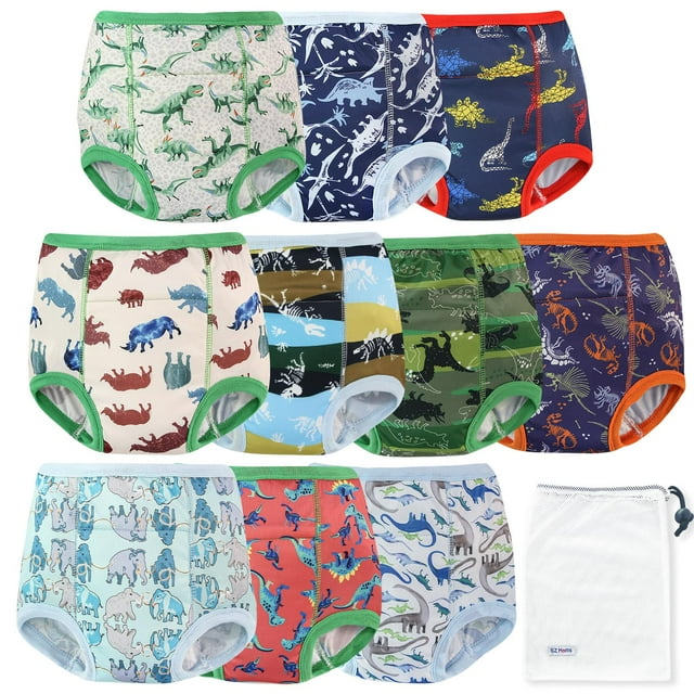 Ropa interior EZ Moms para ir al baño para niños, paquete de 10 unidades, dinosaurio 2T-3T
