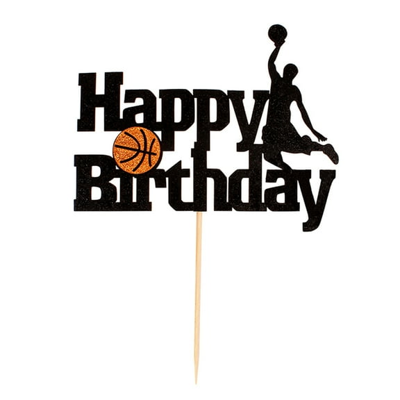 COSMOBETTY Happy Birthday Cake Toppers Black Paper Picks for Decoration Safe to Use