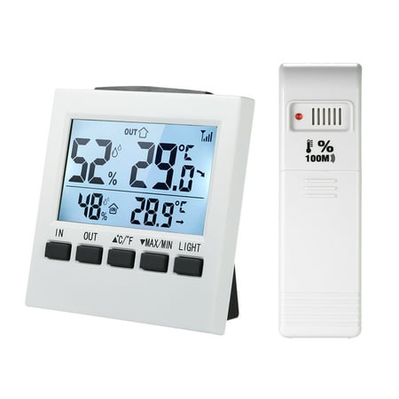 LCD Digital Wireless Indoor/Outdoor Thermometer Hygrometer ℃/℉ Temperature Humidity Meter with Max Min Value Display