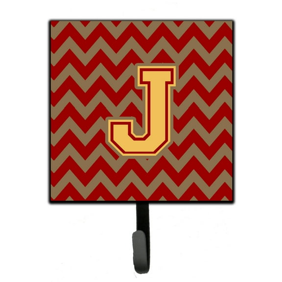 Letter J Chevron Garnet and Gold  Leash or Key Holder