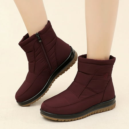 

ZMHEGW Boots For Women Ladies Warm Snow Flat Bottom Non Slip Breathable Soft Bottom Ski Boots Shoes
