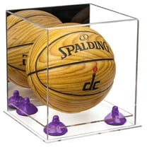 Acrylic Mini - Miniature (not Full Size) Basketball Display Case with Mirror, Purple Risers and Clear Base (A015-PR)
