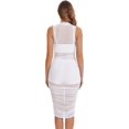 thumbnail image 2 of Vestido entallado de malla transparente para mujer, con cuello alto y fruncido Blanco XS Blanco XS Xishao ropa, 2 of 2