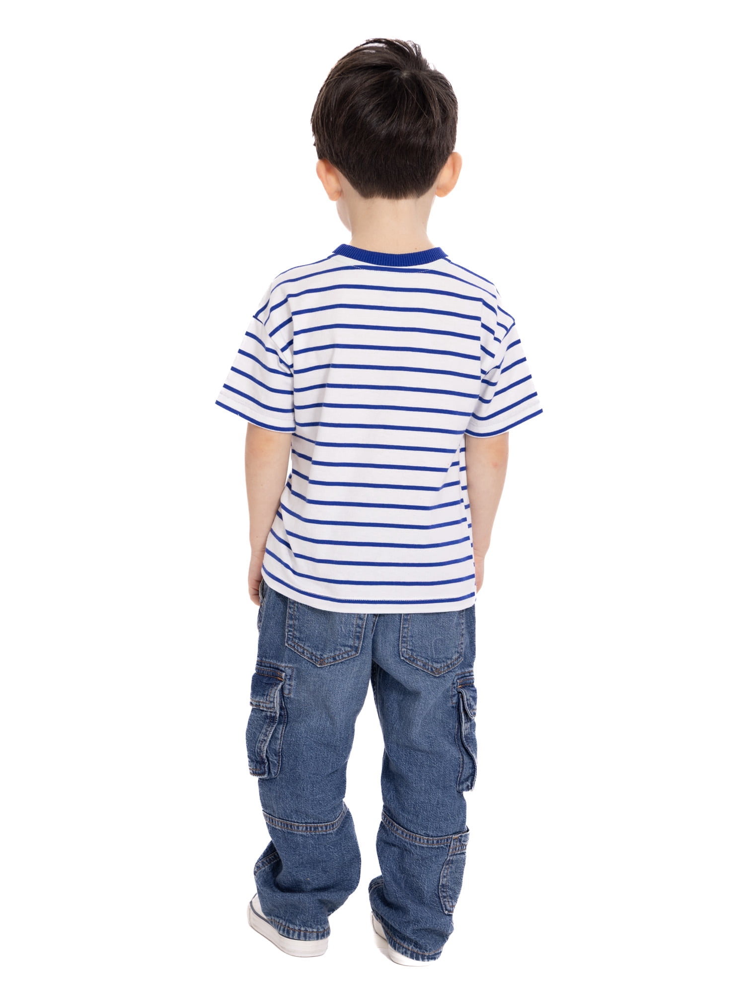 Wonder Nation Toddler Boys Short Sleeve Striped Graphic Tee with Zipper Pocket, Sizes 12M-5T