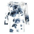 thumbnail image 5 of Hauts à Manches 3/4 pour Femmes Mode pour Femmes T-Shirt Ample Imprimé Mi-Long Blouse à Manches 3/4 Col Rond Hauts Décontractés T-Shirts pour Femmes Mode T-Shirts à Manches 3/4 pour Femmes, 5 of 5