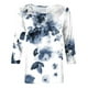 thumbnail image 5 of ICHUANYI Liquidación Camiseta holgada estampada a la moda para mujer Blusa de manga 3/4 de longitud media Blusa con cuello redondo Tops casuales ICHUANYI WER202308255995, 5 of 5
