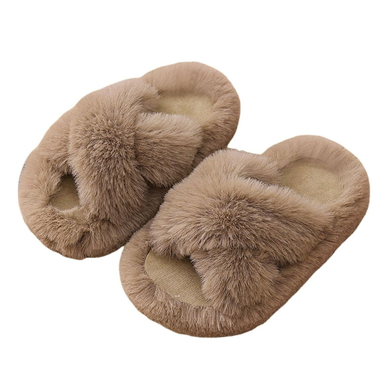 Slippers for Kids Size Girl's Fuzzy Fluffy Furry Slippers Fur