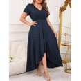 thumbnail image 2 of FOLUNSI Plus Size Formal Dresses Glitter V Neck Split Wedding Cocktail Long Evening Dress Noble Blue 2XL, 2 of 7
