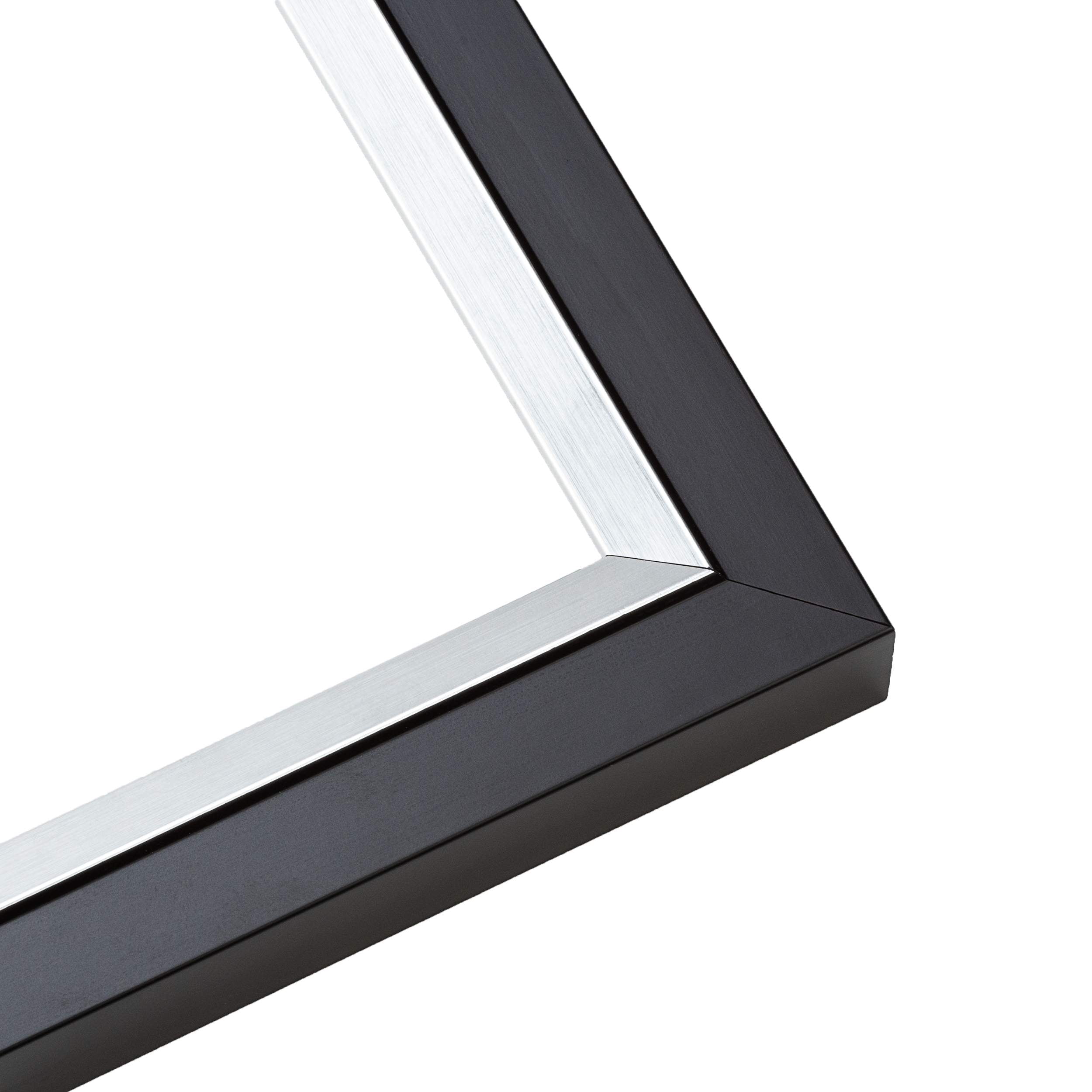 18x24 Frame Black & Silver Solid Wood Picture Frame Width 1.25 Inches | Interior Depth 0.75 Inches