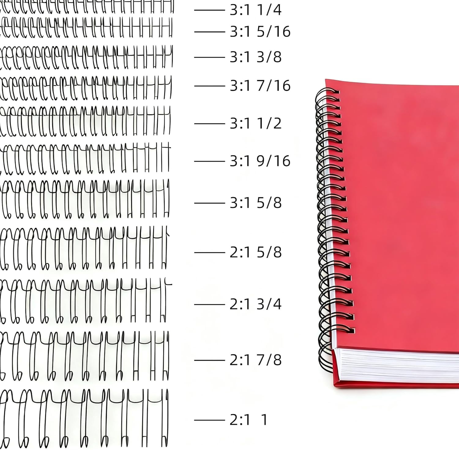 50 Pack Double Loop Wire Binding Spines, 3/4 inch Binding Wires, 2:1 Pitch 21-Loop for Letter Size, Holds up to 180 Sheets to Bind Reports and Projects