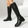 thumbnail image 5 of UngA Cowgirl Boots Mid-Calf Cowgirl Boots Cowboy Western Pull-On Tabs Pointy Toe Boot Black,6, 5 of 7