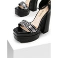 thumbnail image 5 of Womens Rhinestone Strap London Platform Chunky Heel Pumps With Ankle Strap, 5 of 8