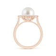 thumbnail image 2 of ANGARA South Sea Cultured Pearl Cushion Halo Engagement Ring in 14K Rose Gold for Women | June Birthstone, Birthday, Anniversary, Jewelry Gift for Women | Pearl Ring, 2 of 8