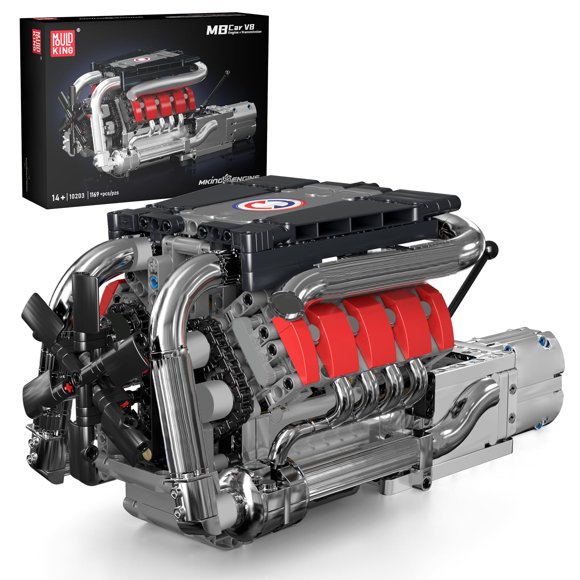 Mould King V8 Model Engine Kit for Adults, V8 Engine Building Sets, Mini Engine Toys Scale with Motor, STEM Project Building Kits, DIY Collectible Blocks for 14+ (116