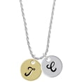 thumbnail image 1 of Delight Jewelry Goldtone Large Disc Letter - T - 3/4'' Silvertone Script Initial Disc - C - Charm Necklace, 20"+3", 1 of 4