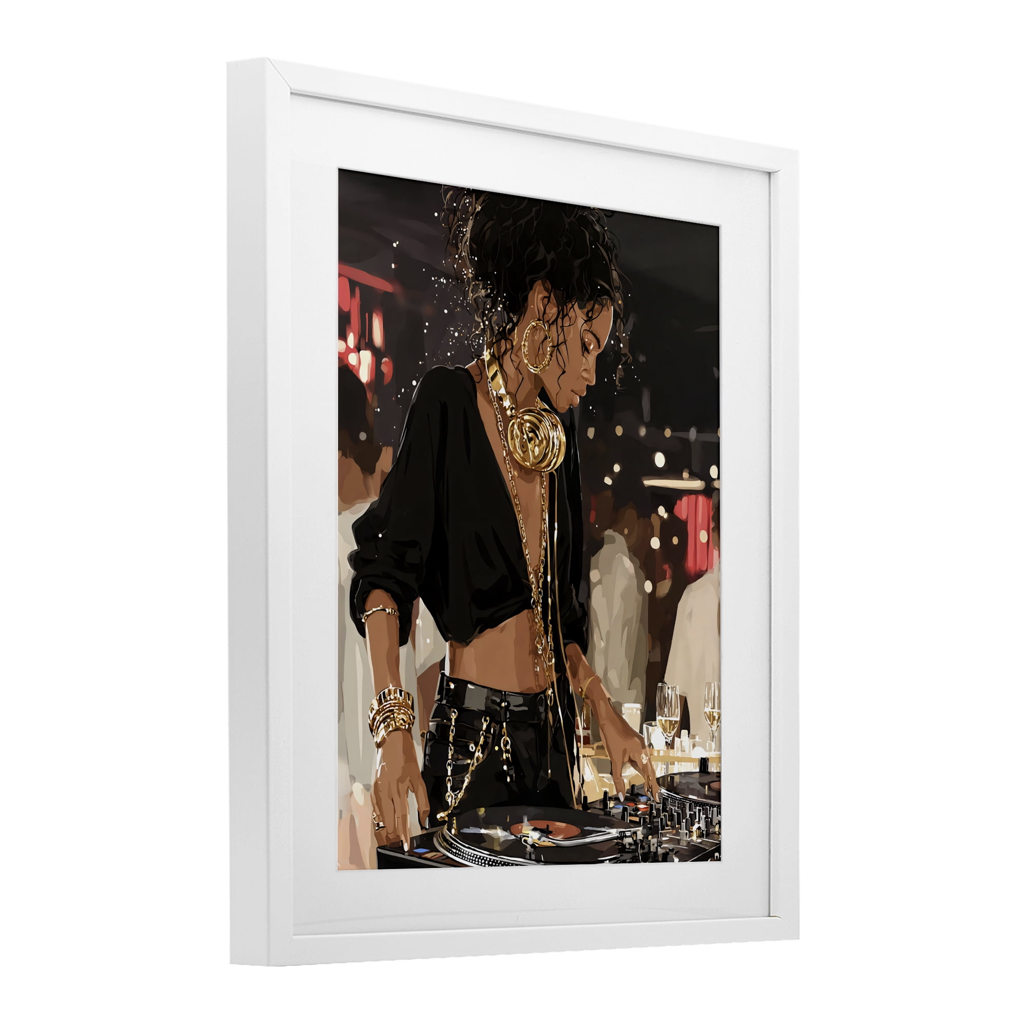 Stupell Industries Touches Of Gold DJ White Framed Print Under Glass, design by Franklyn Gregory