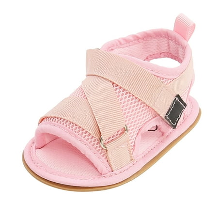 

Toddler Girl Sandals Boys Paste Soild Colour The Floor Barefoot Non-Slip First Walkers Prewalker 0-18M Sandal Pink Size 12