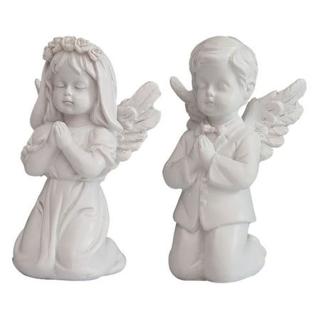 WHAMVOX 2Pcs Praying Angel Figurine White For Home And Office