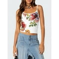 thumbnail image 5 of Niusricy Women Sexy Crop Camisoles Ladies Slim Sleeveless Vests Cute Floral Print Blouses Spaghetti Strap Backless Tank Tops Summer Fashion Cool Shortor Bar Clubwear Beachwear Vacation Daily, 5 of 7