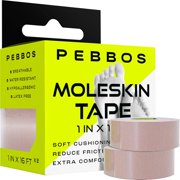 Moleskin Tape – 1in x 16ft Anti-Friction Cushioning | Water-Resistant & Hypoallergenic Thin Athletic for Running, Hiking, Walking 2 Rolls