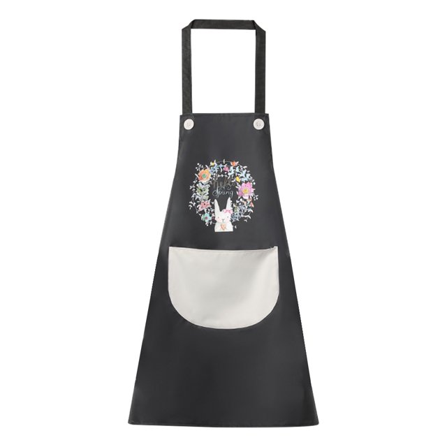 Thinsony Apron Pocket PVC Adjustable Bib Sleeveless Household Cooking Apron Kitchen Accessory, Type 2, Black and Gray