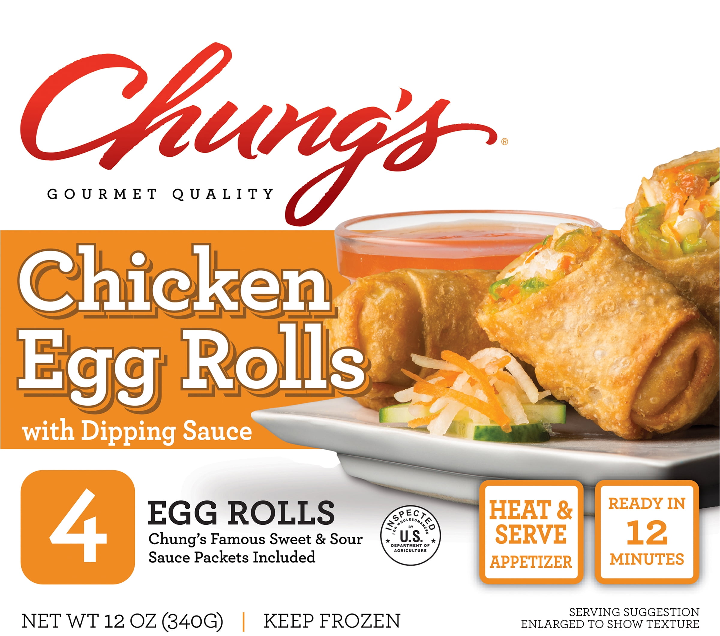 Chung's Gourmet Quality White Meat Chicken Egg Rolls 12 Oz - Walmart.com