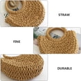 thumbnail image 4 of 1pc Straw Woven Half Moon Handbag Large Capacity Handheld Pouch, 4 of 9