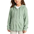 thumbnail image 3 of Lutiedan Zip Up Hoodie for Girls Long Sleeve Stretch Ribbed Jacket Casual Fall Soft Hooded Cardigan with Pocket Size 5-16, 3 of 6