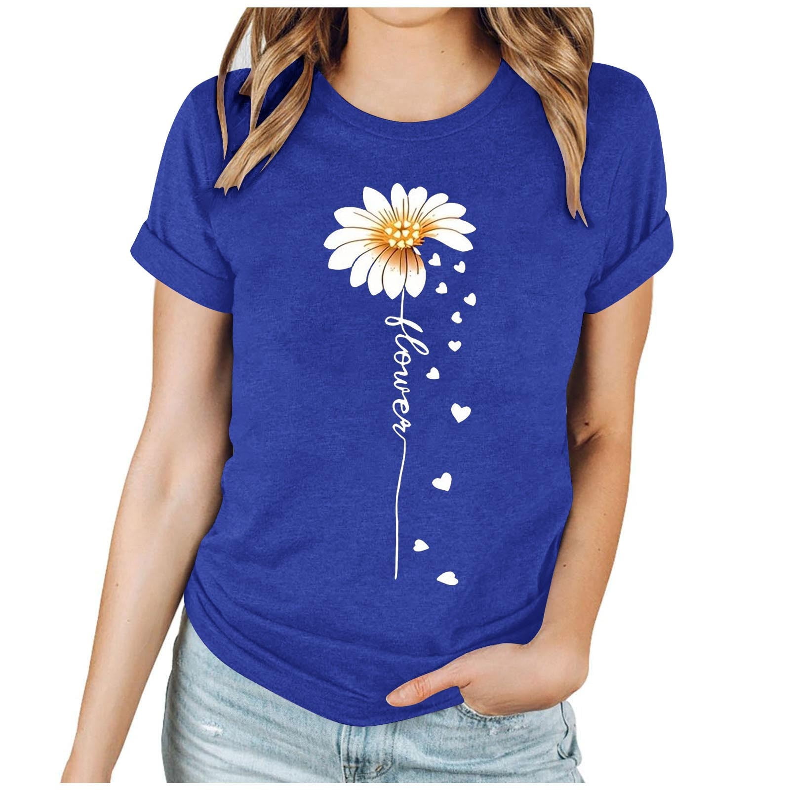 ♡HOOPEY♡  HongQid Women Love Heart Graphic Funny Cute T Shirts Tee Casual