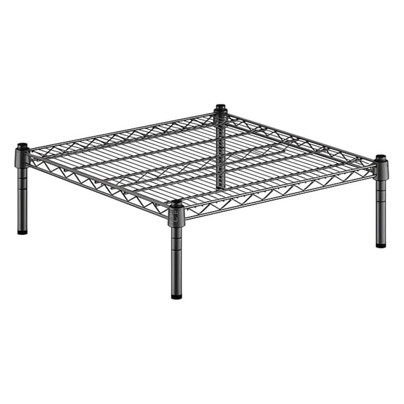 24" x 24" x 8" Black Epoxy Wire Storage Shelf, Dunnage Rack, 1 Tier Small Shelf