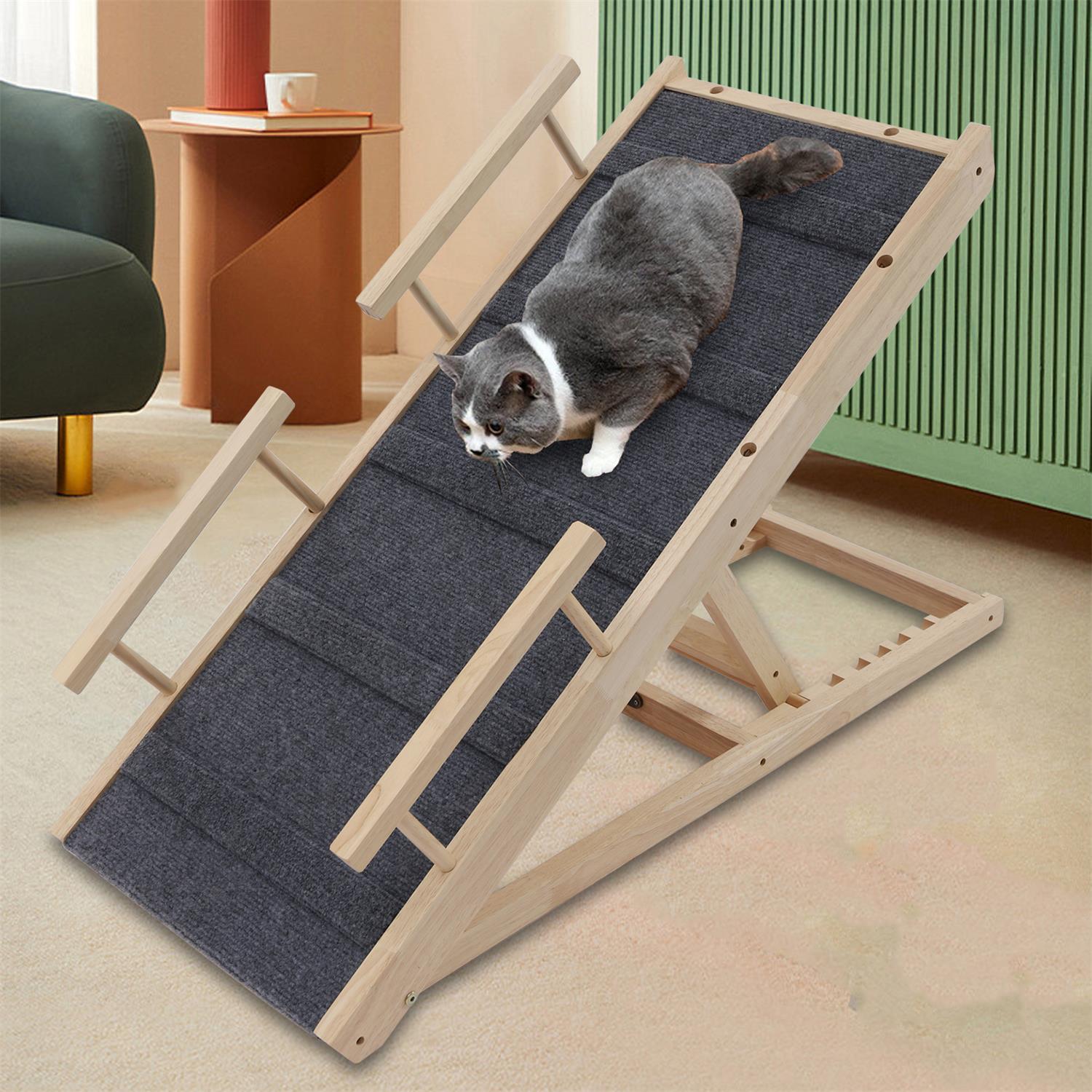 YIYIBYUS Pets Ramp Adjustable Dog Cats Ramp Folding Portable Wooden Ladder