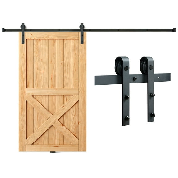 VEVOR 8FT Sliding Barn Door Hardware Kit, 330LBS Loading Heavy Duty Barn Door Track Kit for Single Door, Fit 3.7-4.3FT Wide and 1.3"-1.8" Thick Door Panel(J Shape)