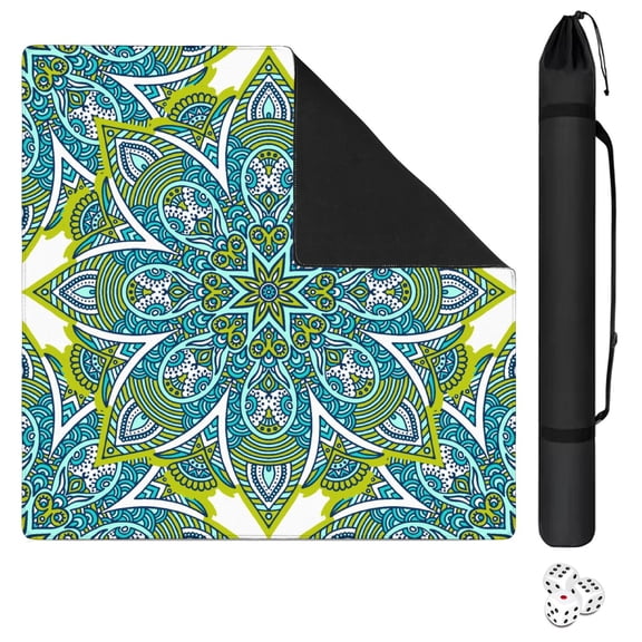 Mandala Mahjong Mat for Table, 31.5*31.5in Anti Slip American Mahjong Table Cloth, Noise Reduction, Neoprene Mah jongg Mat with Carrying Bag & 3 Dices, Mahjong Accessories Gift, Board Tile Games Mats